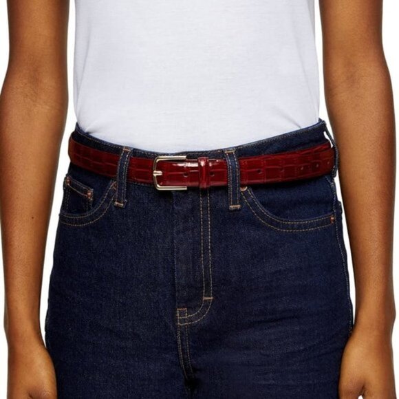 TOPSHOP Croc Embossed Patent Belt - Picture 2 of 5